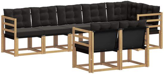 vidaXL Hoek loungeset 8-delig Acaciahout Wit en zwart