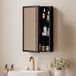 Armoire murale de salle de bain avec miroir et 1 porte, 2 tablettes en acier, 40x12x60 cm, noir.