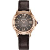 Citizen EM1163-09X Dameshorloge - Leer - Bruin - Ø 30 mm