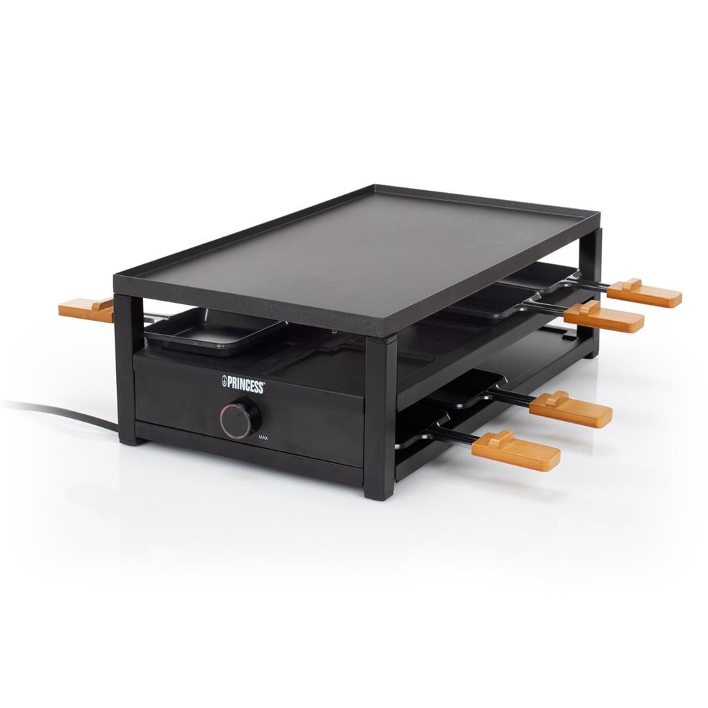 Princess Black Steel Raclette - 8 Person - 1300W - Black
