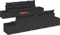 vidaXL Tuinbank Set 9-delig Zwart Polyrattan