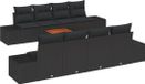 vidaXL Banc de jardin 9 pièces Noir Polyrattan