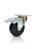 Zwenkwielenset met rem, stil, slijtvaste PU-wielen, hoge belastbaarheid, corrosiebescherming, 360° draaibaar, ideaal voor winkelwagen, planken, werkbanken, uitrusting, 100 mm, 1