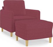 vidaXL Fauteuil met voetenbank stof wijnrood