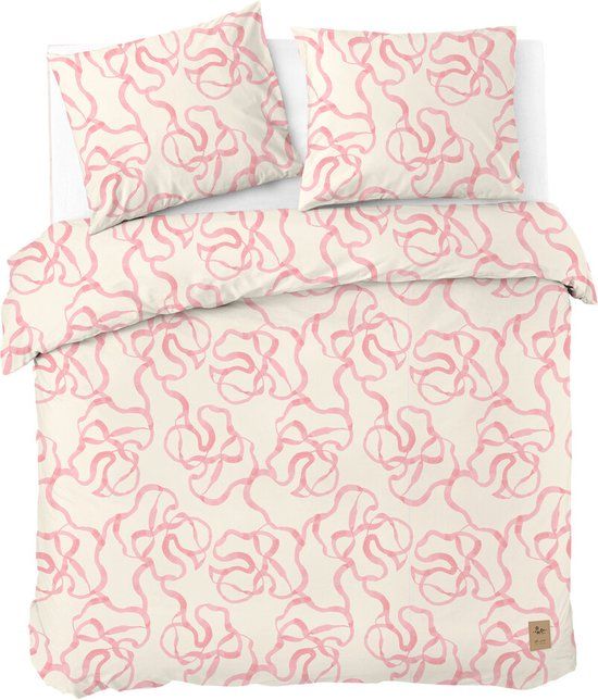 Dindi Home Dekbedovertrek Pink Party - 200x220 - 100% katoen - Off White / Roze
