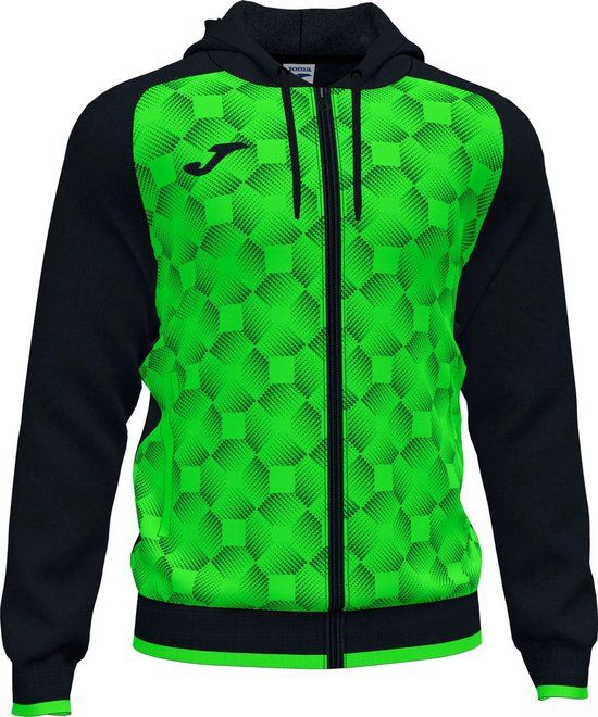 Joma Supernova III Hooded Soccer Jacket - Kids - Black/Fluo Green - Size 152