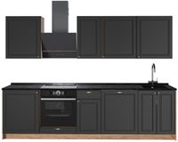 Vicco Complete keukeneenheid Fame-Line, Anthrazit-Gold Landhaus/Goudkleurig Eiken, 280 cm, WB Antraciet