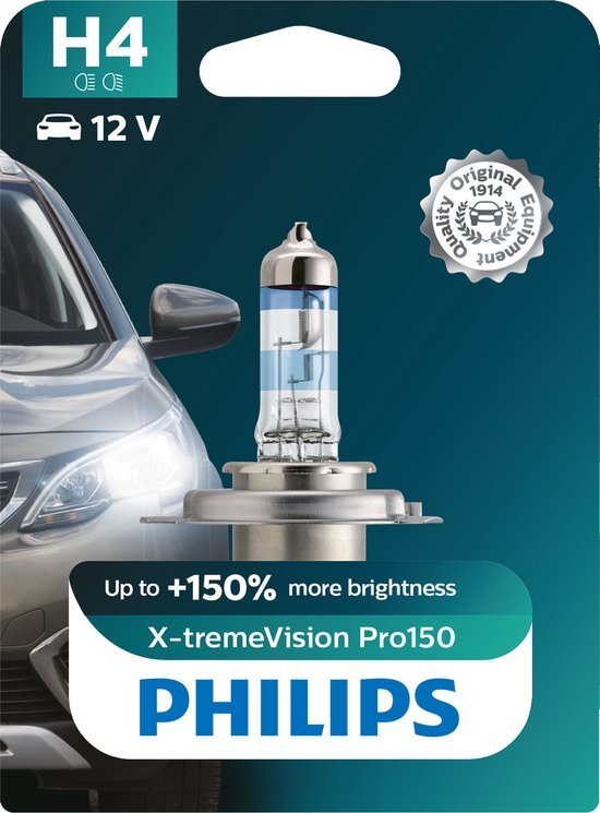 Philips Reservelamp Auto H4 X-tremevision Pro150 55/60w Glas