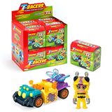 T-Racers Glow Race Serie – complete collectie auto's en bestuurders, verrassing, verzamelobjecten, demonteerbaar en met verwisselbare onderdelen