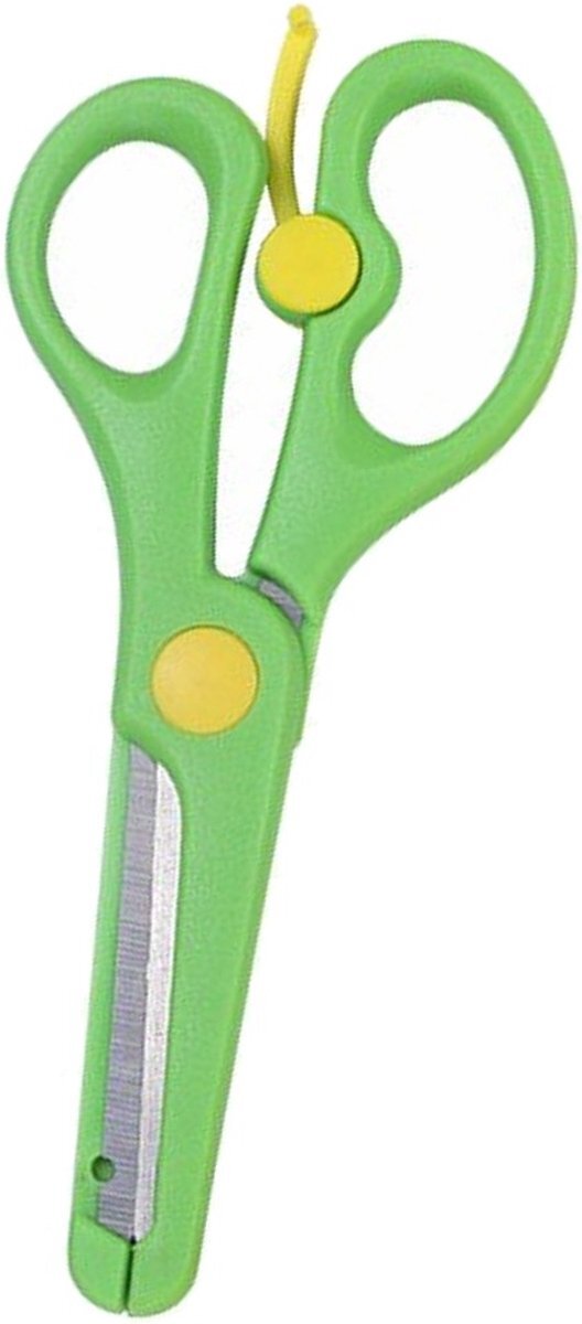 Fako Bijoux - Kinderschaar - Easy Open - Stainless Steel - Plastic Punt - 13.5cm - Groen