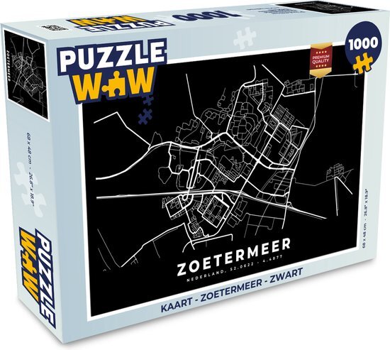 MuchoWow Puzzel Kaart - Zoetermeer - Zwart - Legpuzzel - Puzzel 1000 stukjes volwassenen