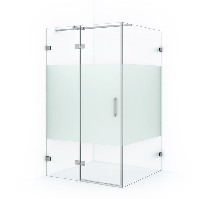 Maxaro Douchecabine Diamond 120x100cm 8mm Helder Veiligheidsglas met Matte Strook Chroom