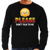 Bellatio Decorations Shoppartners Bv Funny emoticon sweater Please dont talk to me zwart voor heren - Fun / cadeau trui M