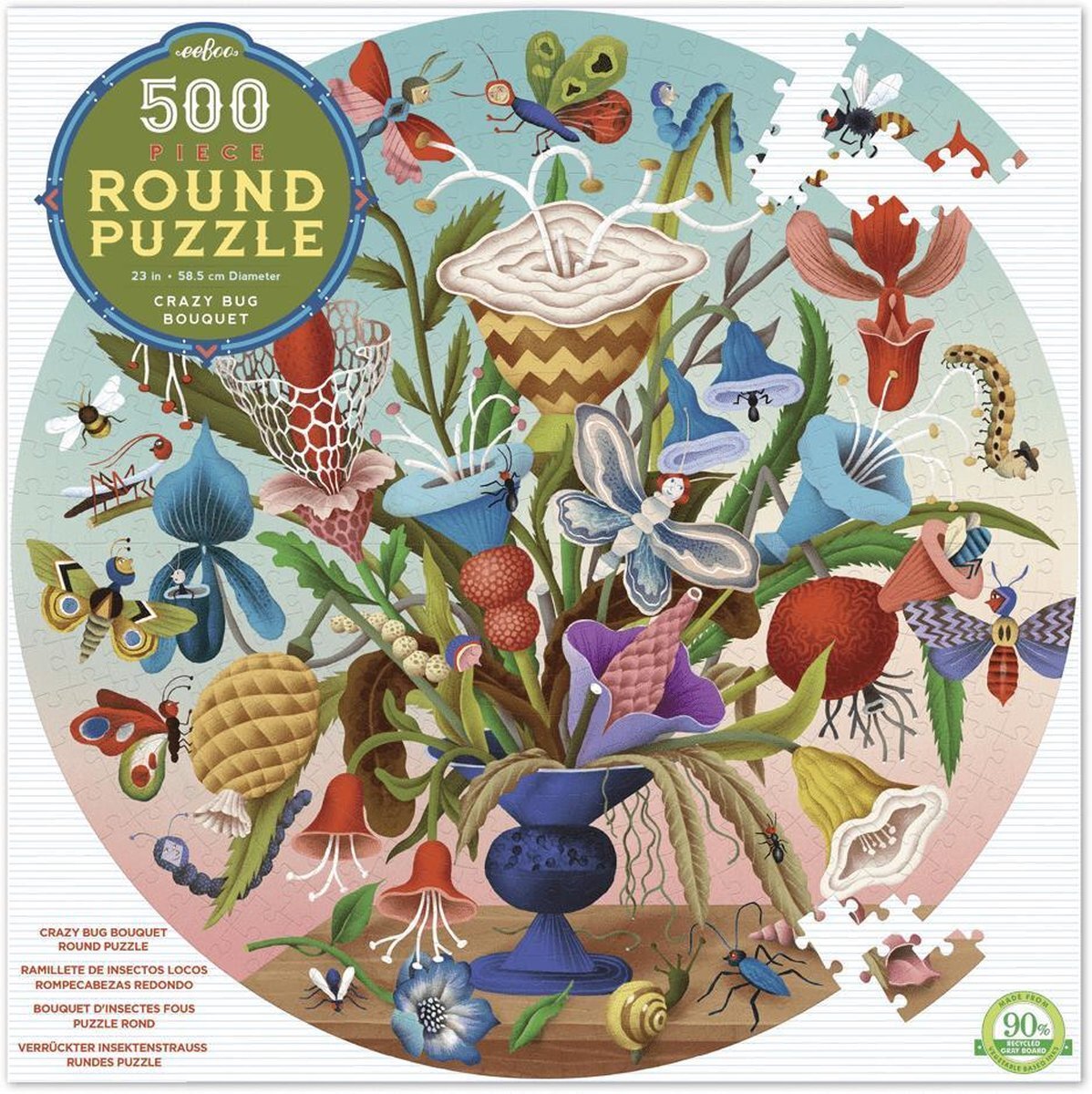 Eeboo puzzel, 500 stuks, boeket en insecten