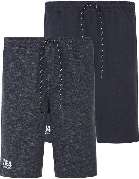 Jan Vanderstorm Heren Dubbel Pak Sweat Bermuda - 72/74 - Donkerblauw - Plus Size