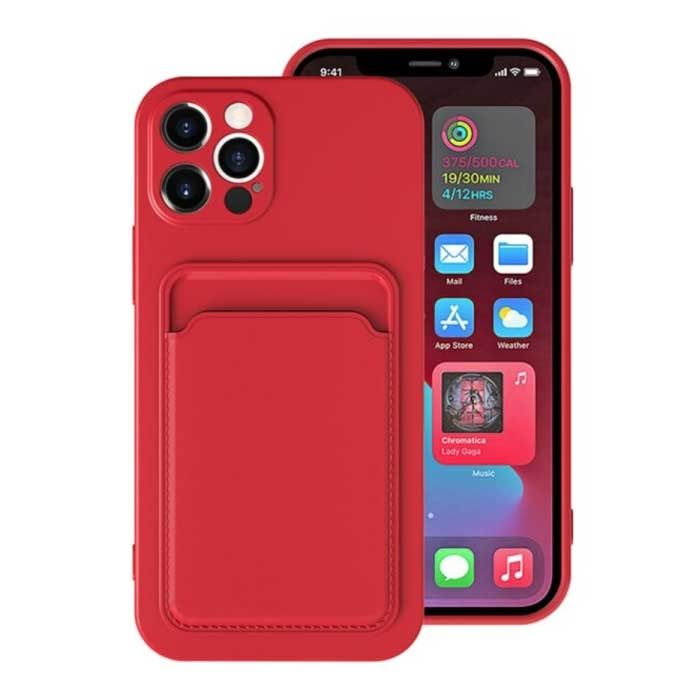 XDAG iPhone XR Kaarthouder Hoesje - Wallet Card Slot Cover Rood