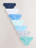 Next - Dames - Set van 7 katoenrijke bikinislips - Blauw