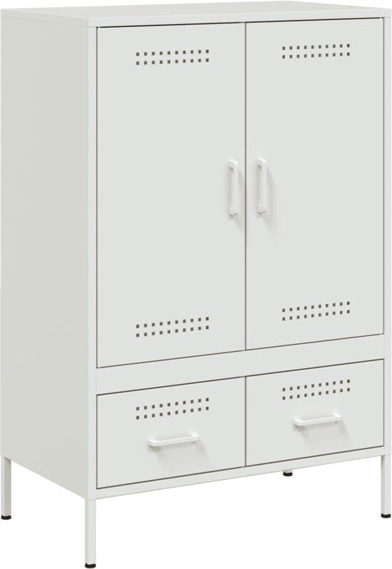 vidaXL Hoge kast - 68x39x101,5 cm - Staal - Wit
