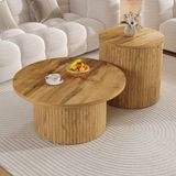 STILVORA Salontafel Set - Dubbel Rond En Flexibel Te Combineren - Voor Woonkamer En Zithoek - MDF Natuurlijk - 75x75x36; 50x50x50,5
