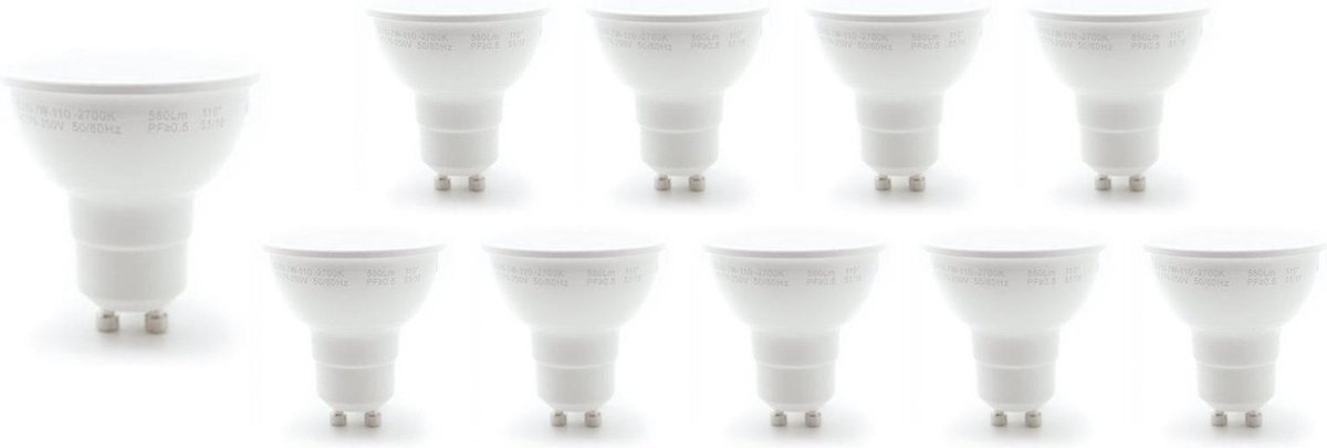 SSA Voordeelpak 10 stuks - GU10 LED spots - 6W vervangt 45W - 6000K daglicht wit