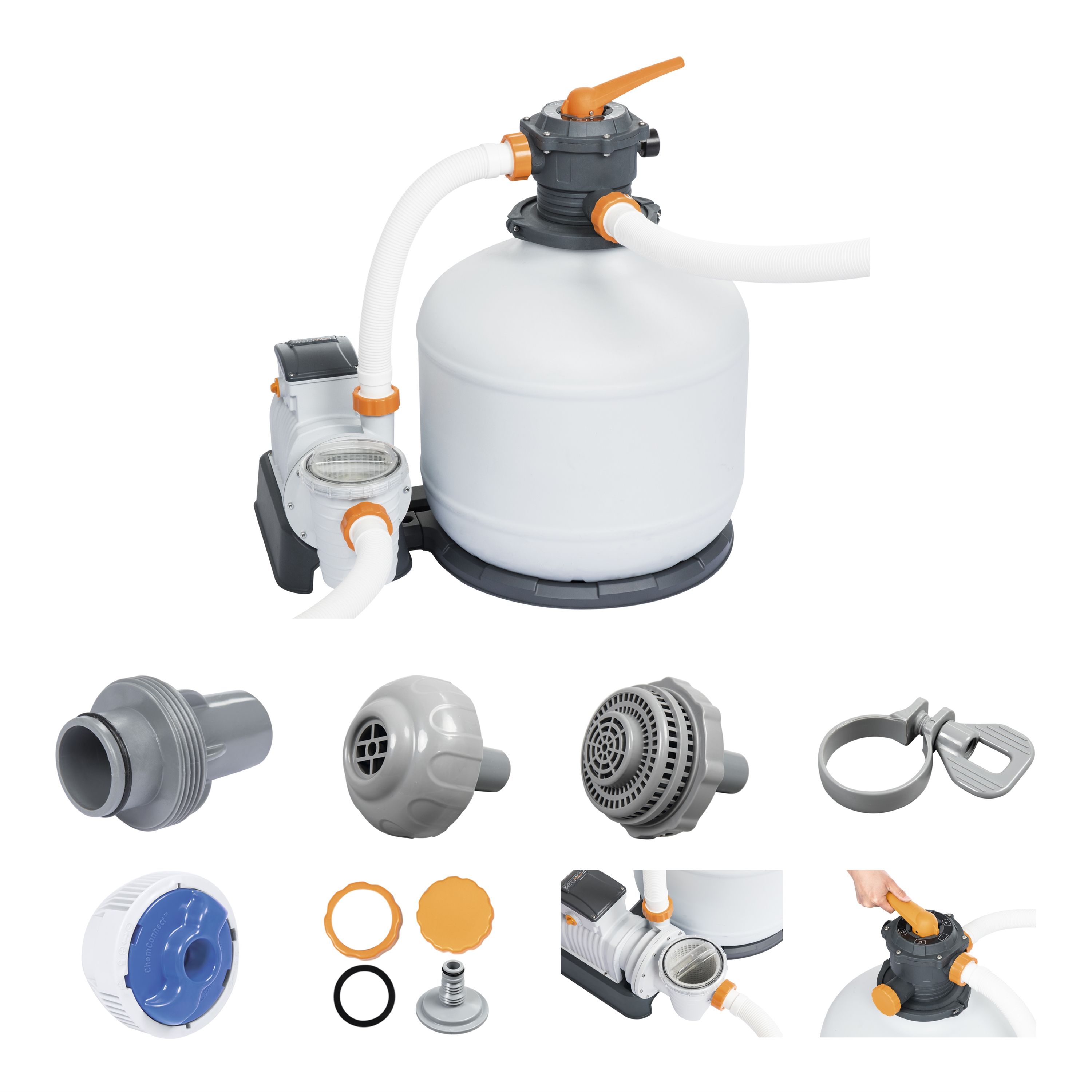 Bestway Flowclear Zandfilterpomp 9.8 m³/u - Zwart/Oranje/Wit