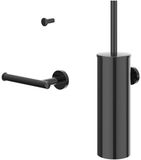 IVY Accessoireset 1 - Wandmodel Toiletborstelhouder met Handdoekhaak en Toiletrolhouder - Zwart Chroom