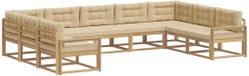 vidaXL - Ensemble de salon d'angle - 9 places assises - Blanc et Beige - Bois d'acacia