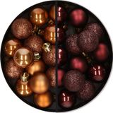 Merkloos / Sans marque Kaemingk B.V. Kerstballen set 28x kleine kunststof ballen bruin tinten - 3 cm - onbreekbaar - met ophanglintjes