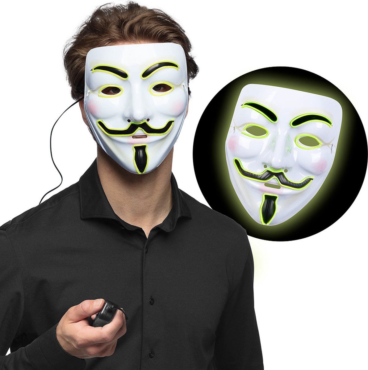 Boland Led-masker Vendetta - Zwart/Wit/Geel/Rood/Roze/Goud - PVC - 2022