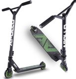 Apollo Stunt Scooter Gravity - Kinderstep, Trickstep, Geschikt voor Beginners, Vanaf 6 Jaar, Aluminium/Staal/Kunststof, 2 Wielen, Zwart/Groen