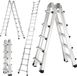 Wan GmbH Échelle en aluminium - Échafaudage télescopique - Bricolage polyvalent - Multifonctionnel 3-en-1 - 4,8 mètre - Argent