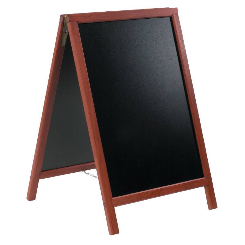 Securit Duplo hard wood pavement chalk board - with lacquered mahogany finish - 55x85cm