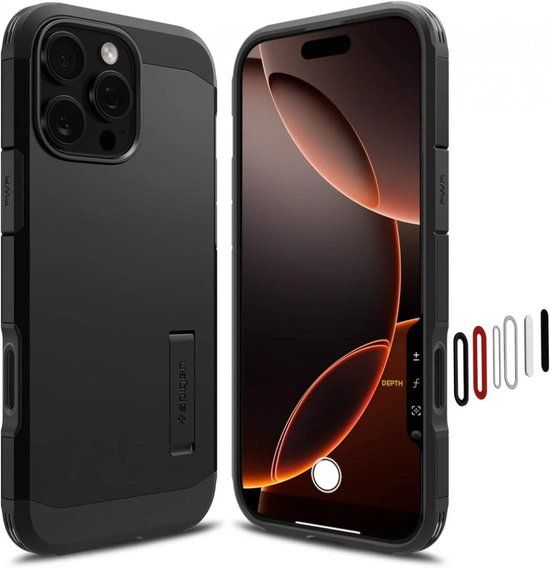 Spigen Tough Armor T MagFit - Hoesje Geschikt voor Apple iPhone 16 Pro - Compatibel met MagSafe - Back Cover met Standaard - Zwart