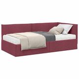 vidaXL Hoekbedframe met Matras Wijnrood Fluweel 100 x 200 cm