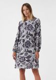 Comma Navy A-line Dress with Animal Print and Long Sleeves - Size 46