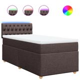 vidaXL Boxspringbed met matras, donkerbruin, 140x190 cm, gestoffeerd