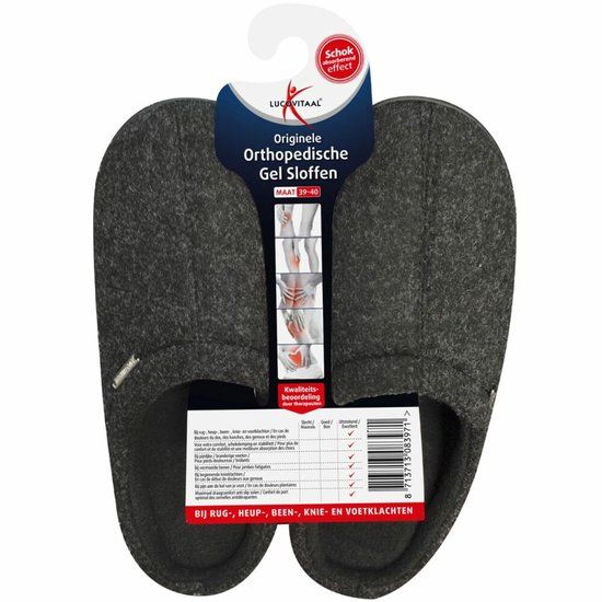 Lucovitaal Orthopedische Gel Sloffen Zwart 39-40