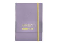 Antartik Notitieboek met elastiek, wit deksel, A5, gladde vellen, violet en geel, 80 vellen, 80 g/m², FSC
