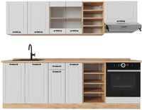Vicco R-Line Complete keukeneenheid – 240 cm zonder werkblad Wit landhuis/gouden eik