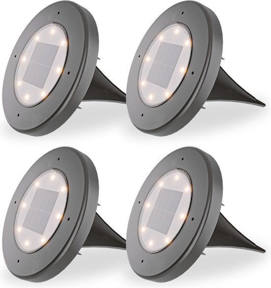 HOFTRONIC 4x Solar Grondspot Ellis - 3000K Warmwit licht - IP65 waterdicht - Zwart