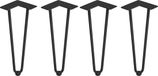 Emuca Set met vier tafelpoten Hairpin met 2 stangen, hauteur 400 mm, noir laqué