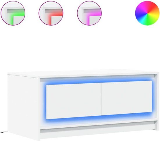 vidaXL Salontafel met LED-verlichting, bewerkt hout, wit