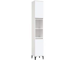vidaXL Badkamerkast 30x30x190 cm bewerkt hout wit