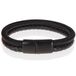 TJ Tom Jaxon Tom Jaxon Heren armband Gevlochten Leer en Staal Zwart-21cm
