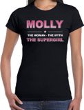 Bellatio Decorations Molly Voornaam cadeau - The Woman, The myth the legend - zwart - dames - L