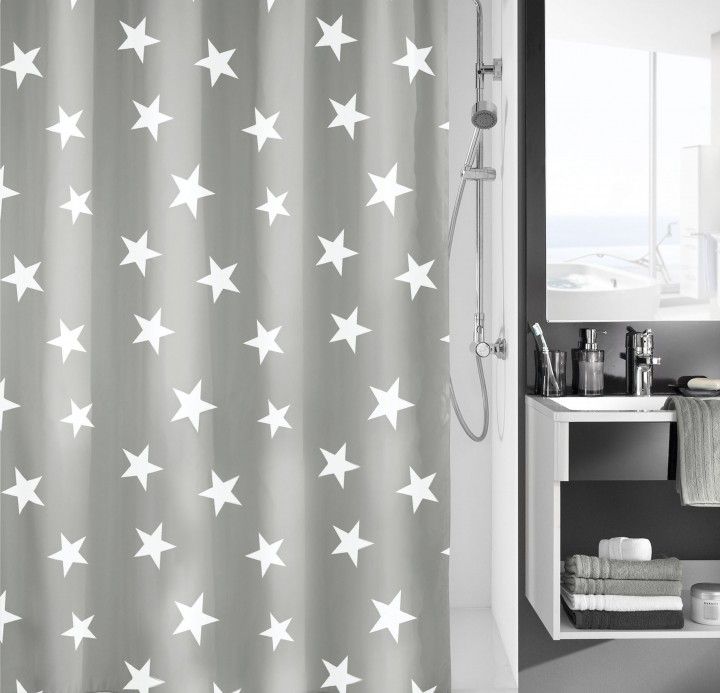 KLEINE WOLKE Nova Douchegordijn - 200x200cm - Grijs/Wit