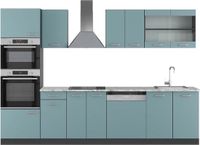 Vicco R-Line Complete keukeneenheid – 300 cm met hoge kast, WB Marmer Blauw-grijs/antraciet