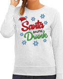 Bellatio Decorations Foute kersttrui / sweater Santa is a little drunk grijs voor dames - kerstkleding / christmas outfit 2XL