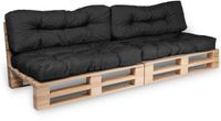 Bananair - Palletkussens 2x Set - Tuinkussens voor Palletbank - 2x Zitkussen 120x80x15 cm & 2x Rugkussen 120x40x15 cm - Zwart