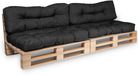 Bananair - Palletkussens 2x Set - Tuinkussens voor Palletbank - 2x Zitkussen 120x80x15 cm & 2x Rugkussen 120x40x15 cm - Zwart